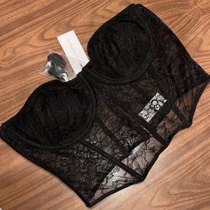 Dynamite Strapless Lace Bustier Top Zipper Closure Corset Style